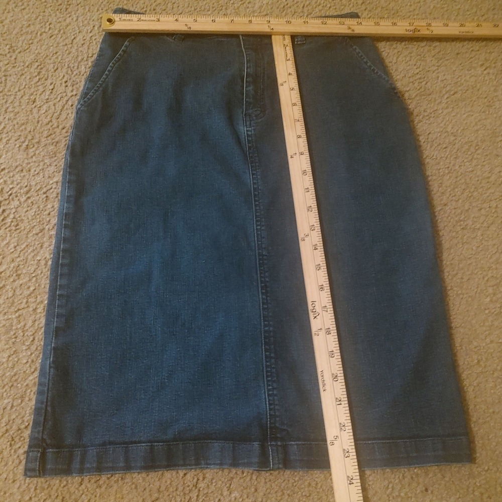 Calvin Klein Jeans Denim Skirt Womens 6 Blue Excellent Dark Wash Stretch Pencil